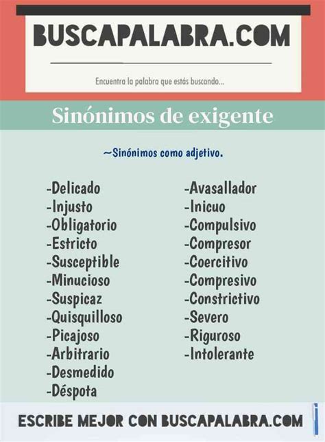 sinónimos de exigente|exigente in spanish.